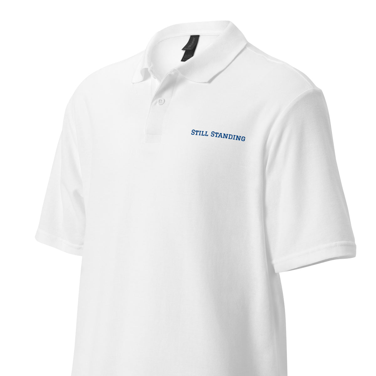Still Standing Polo shirt front view mockup with clean minimal style