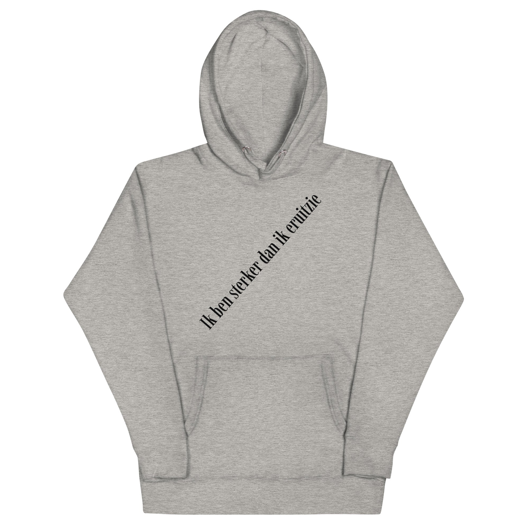 sterker dan ik eruitzie hoodie product mockup front view showcasing streetwear design