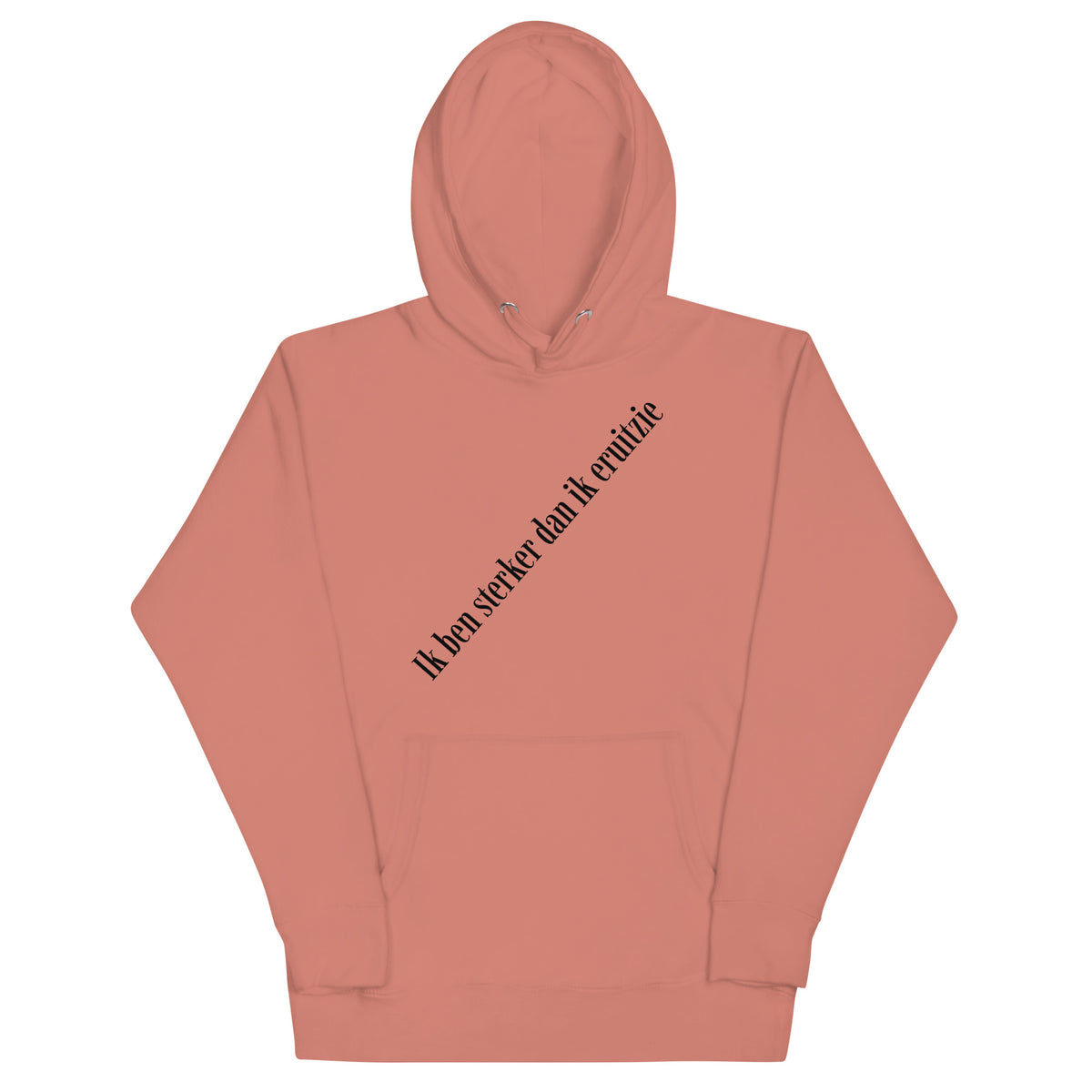 sterker dan ik eruitzie hoodie product mockup front view showcasing streetwear design