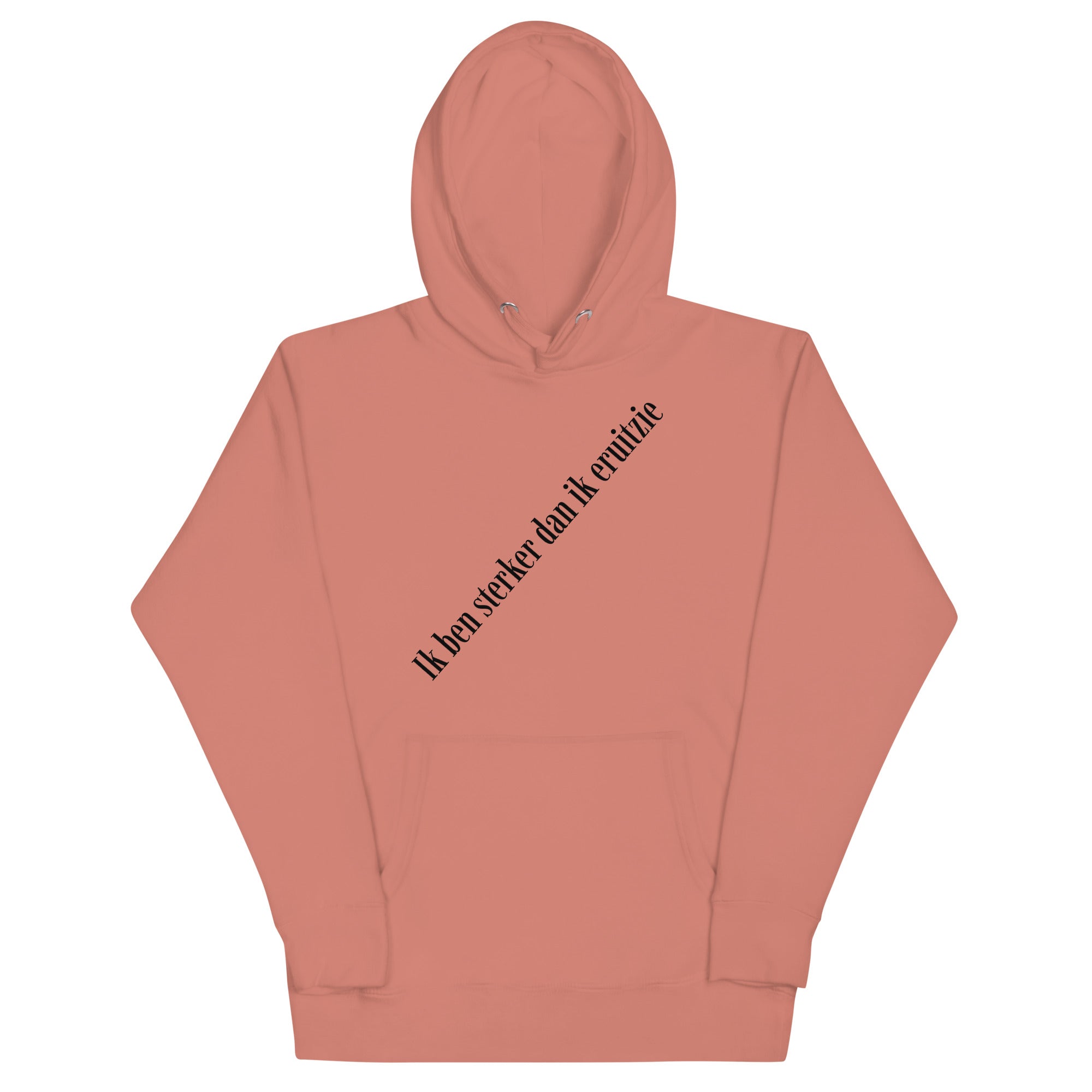 sterker dan ik eruitzie hoodie product mockup front view showcasing streetwear design