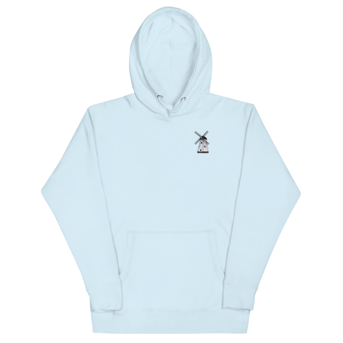 Windmill Hoodie in vibrant blue color with front pouch pocket and hooded design.