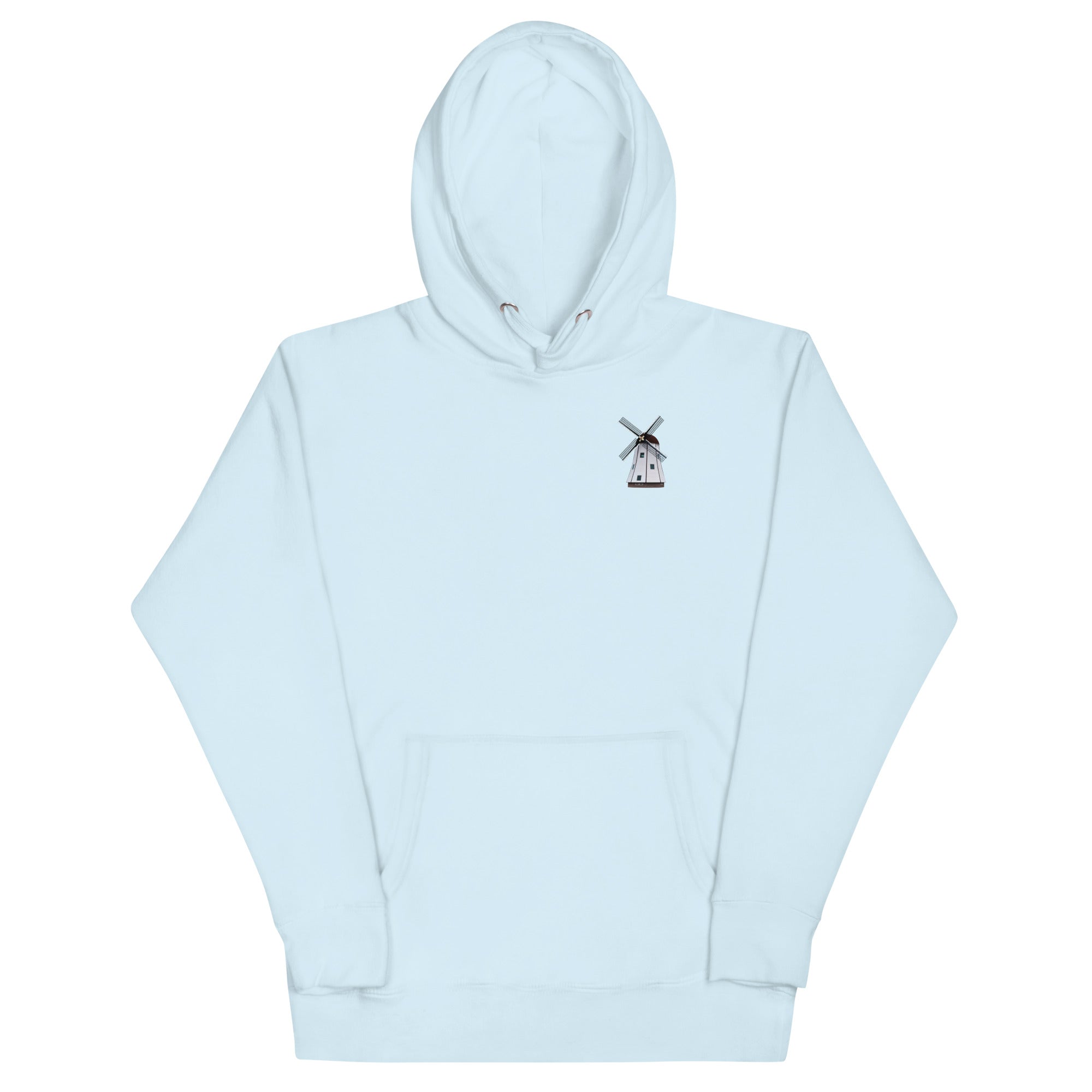 Windmill Hoodie in vibrant blue color with front pouch pocket and hooded design.