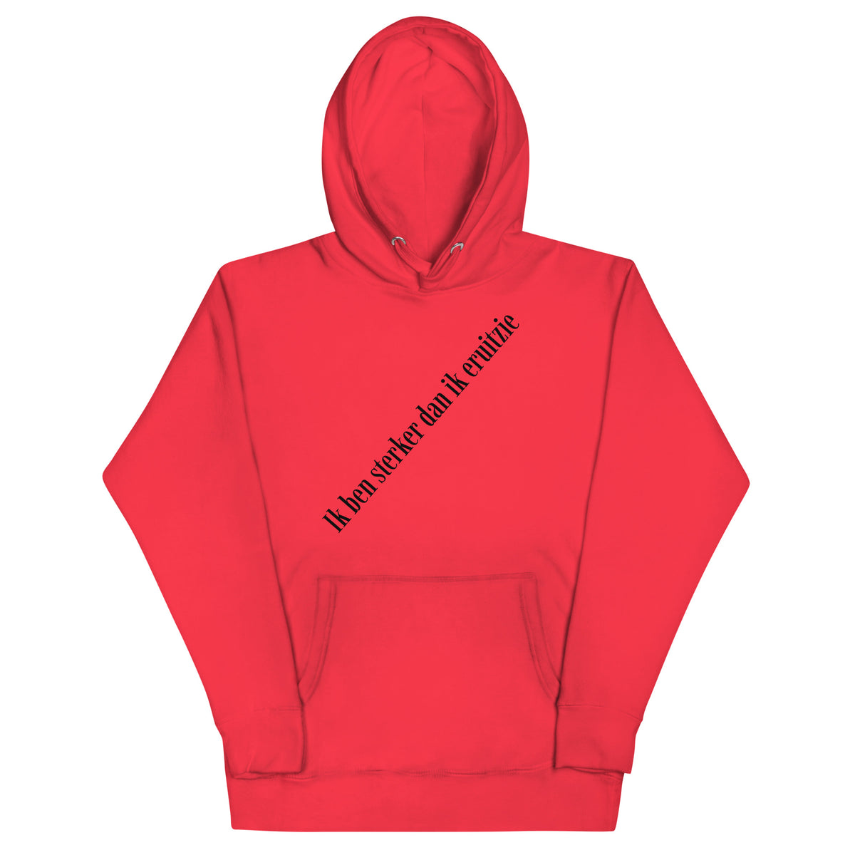 sterker dan ik eruitzie hoodie product mockup front view showcasing streetwear design