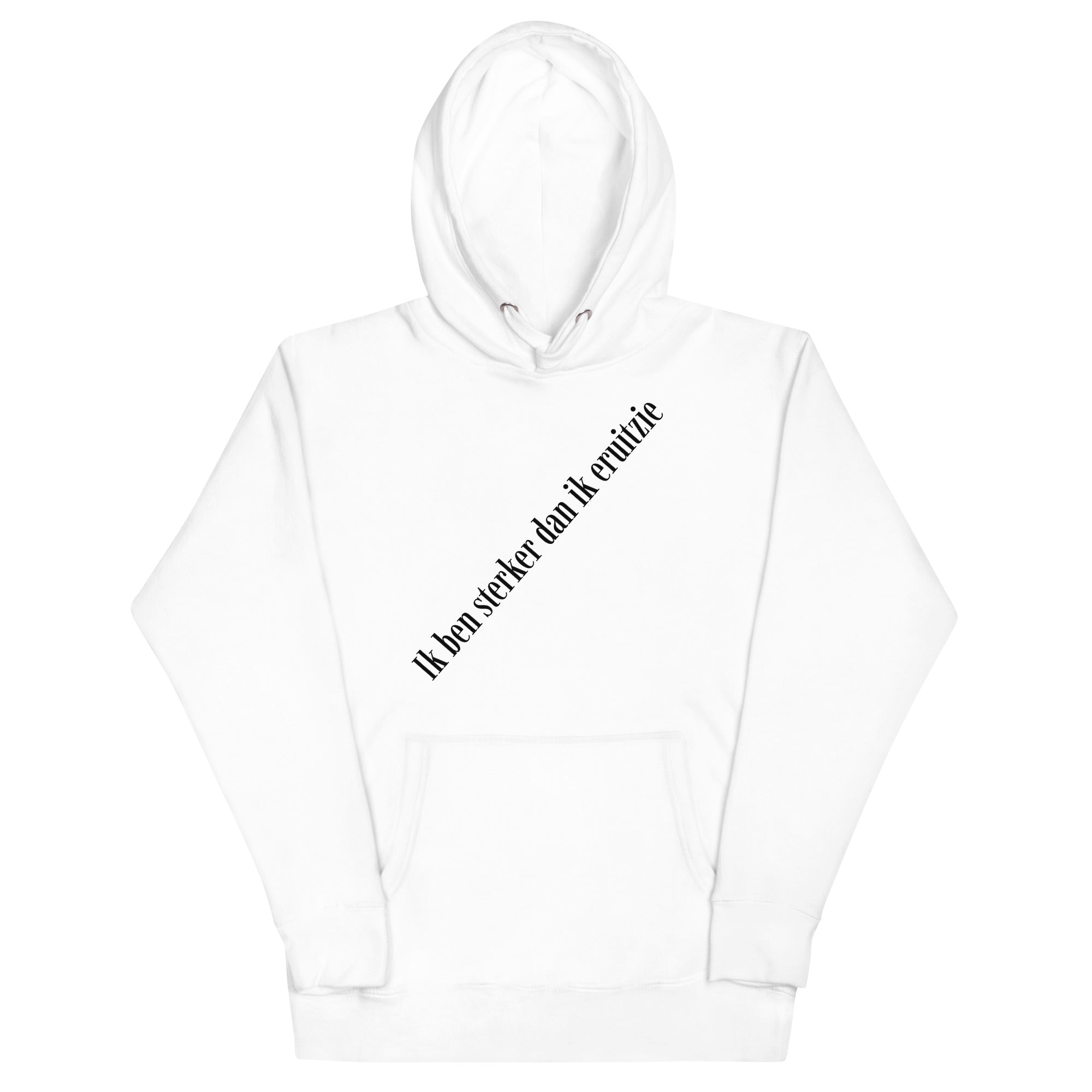 sterker dan ik eruitzie hoodie product mockup front view showcasing streetwear design