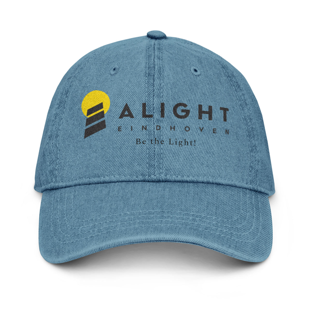 Alight Denim Hat in blue with logo, pigment-dyed, adjustable strap, made of 100% cotton, perfect for everyday wear.