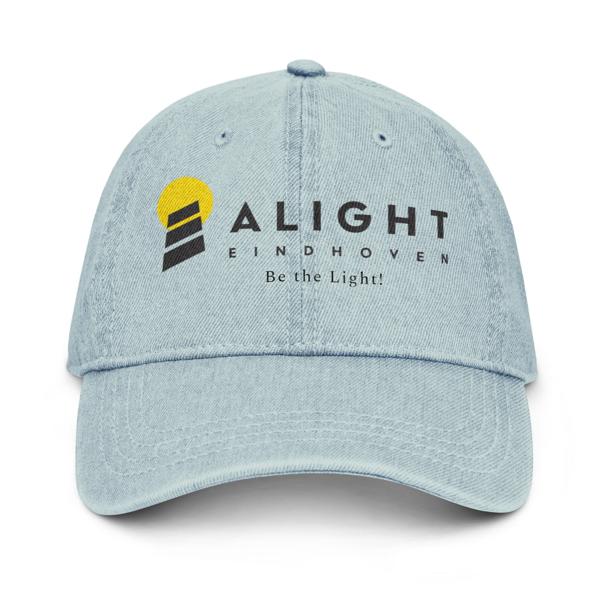 Alight Denim Hat in blue with logo, pigment-dyed, adjustable strap, made of 100% cotton, perfect for everyday wear.