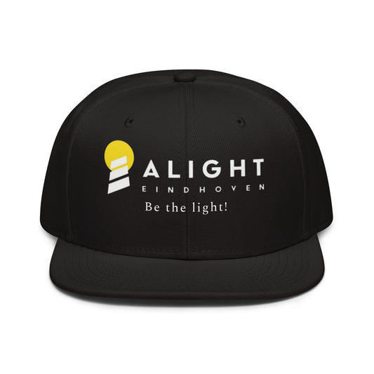 Alight Snapback Hat Streetwear Cap featuring bold logo, white color, and structured design for modern style.
