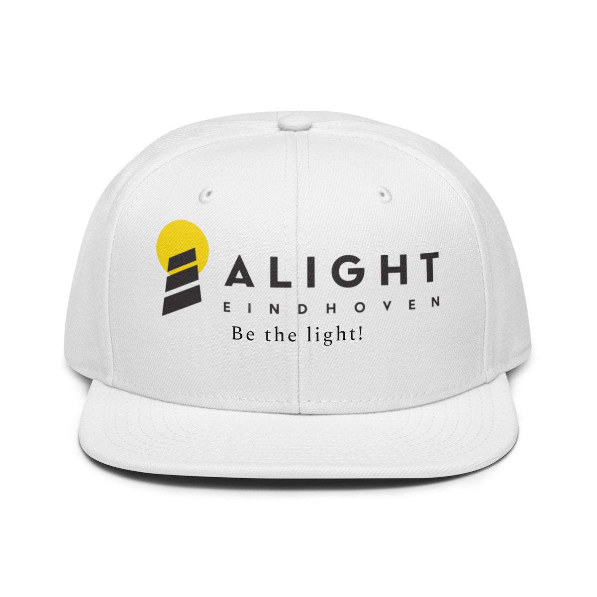 Alight Snapback Hat Streetwear Cap featuring bold logo, white color, and structured design for modern style.