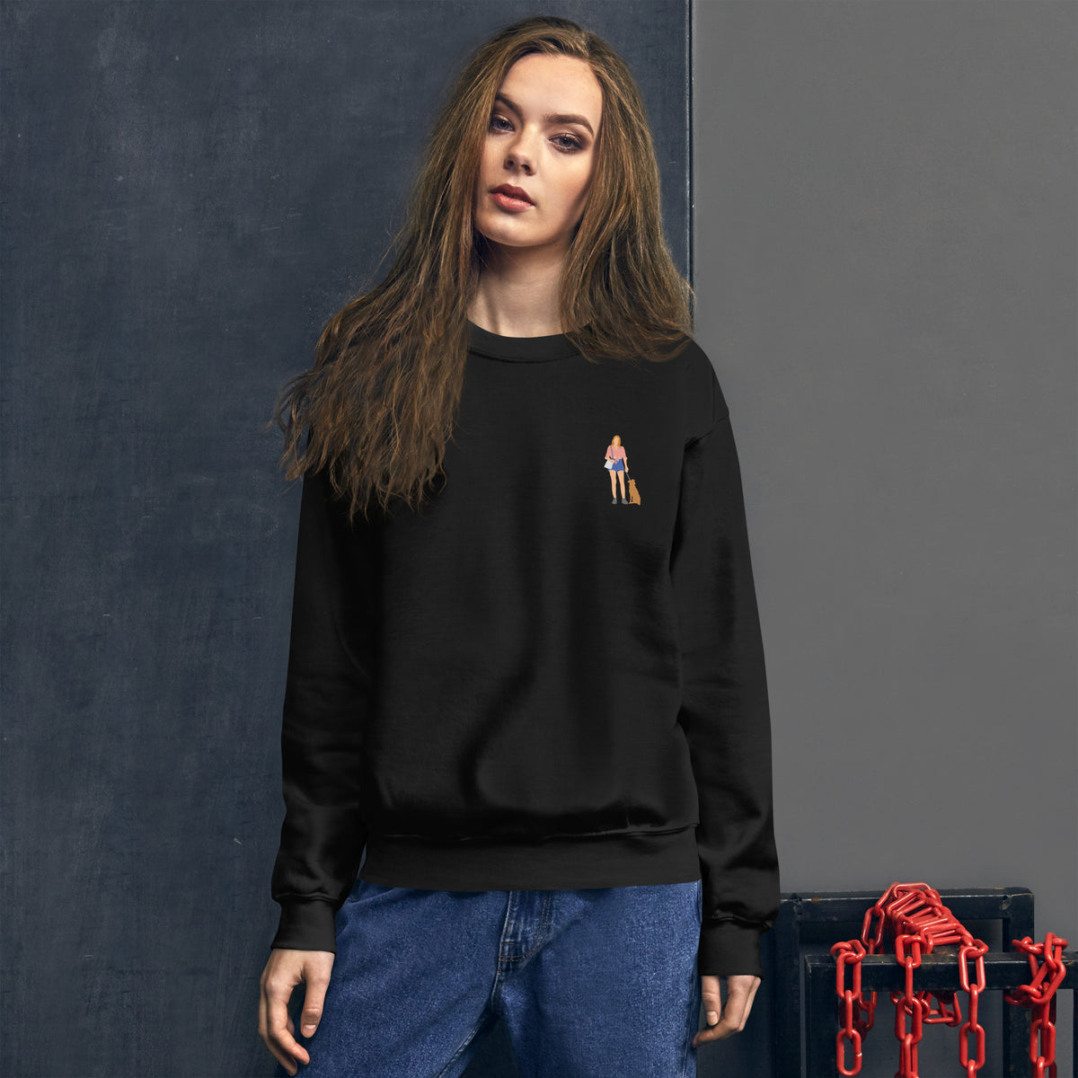 Hondenliefhebbers sweatshirt mockup in casual streetwear style presentation