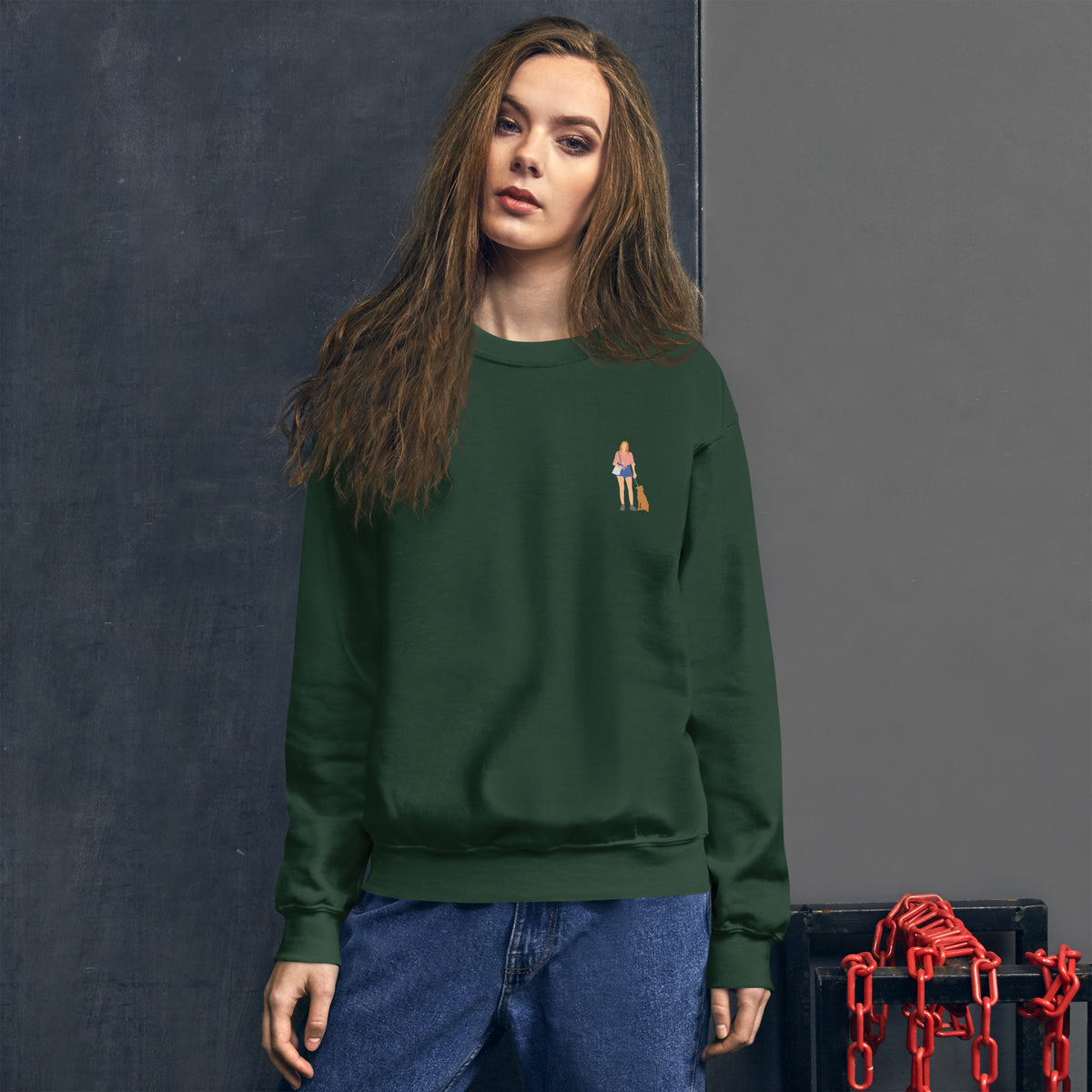 Hondenliefhebbers sweatshirt product mockup angled view with modern fit