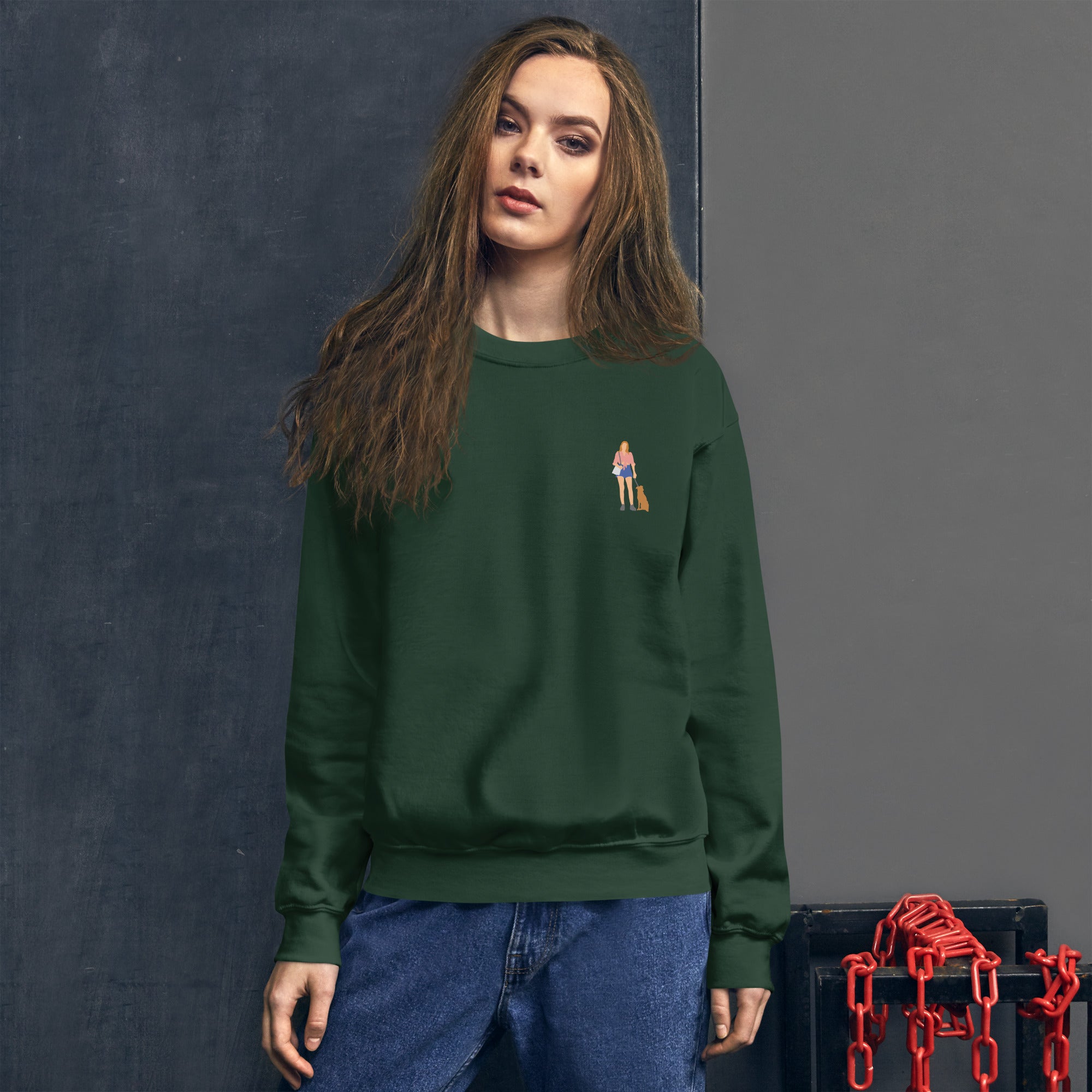 Hondenliefhebbers sweatshirt product mockup angled view with modern fit