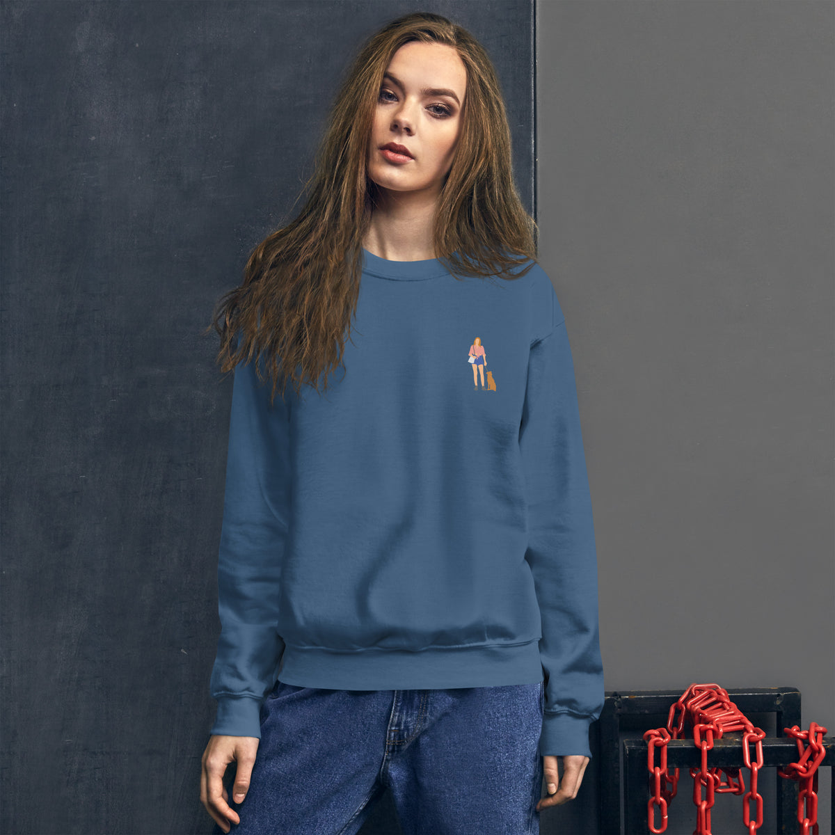 Hondenliefhebbers sweatshirt close-up mockup showing fabric and stitching quality