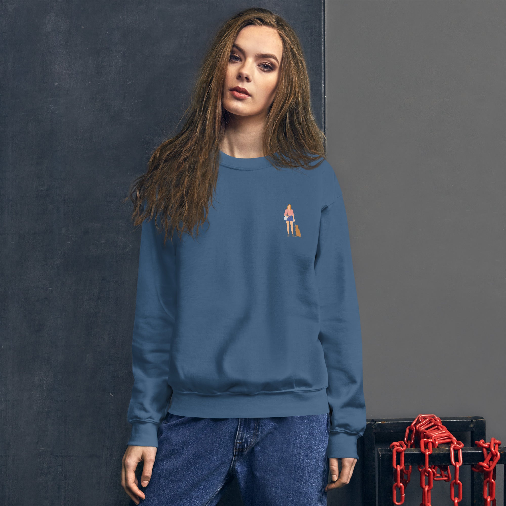 Hondenliefhebbers sweatshirt close-up mockup showing fabric and stitching quality