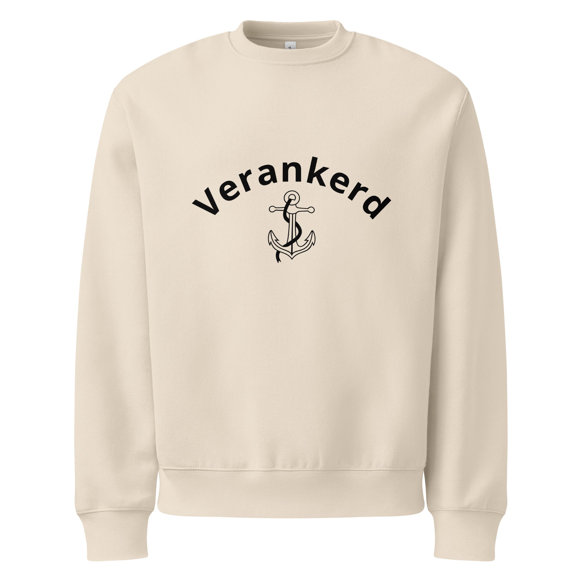 Verankerd Sweatshirt mockup showing clean minimalist design and soft fabric texture