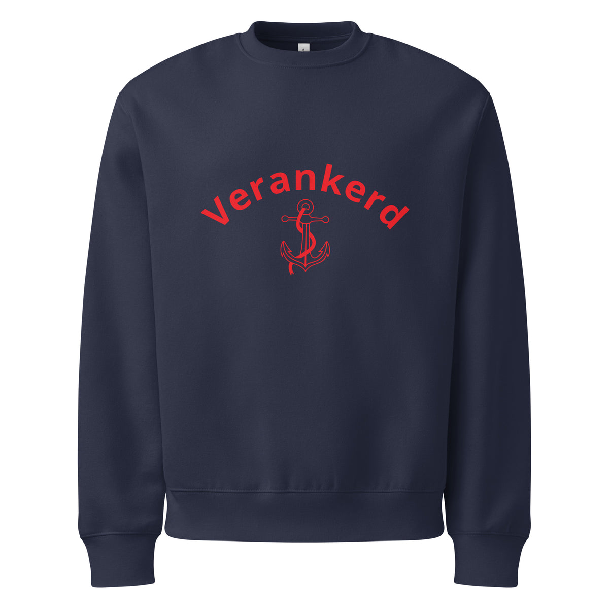 Verankerd Sweatshirt product mockup back view with simple streetwear design