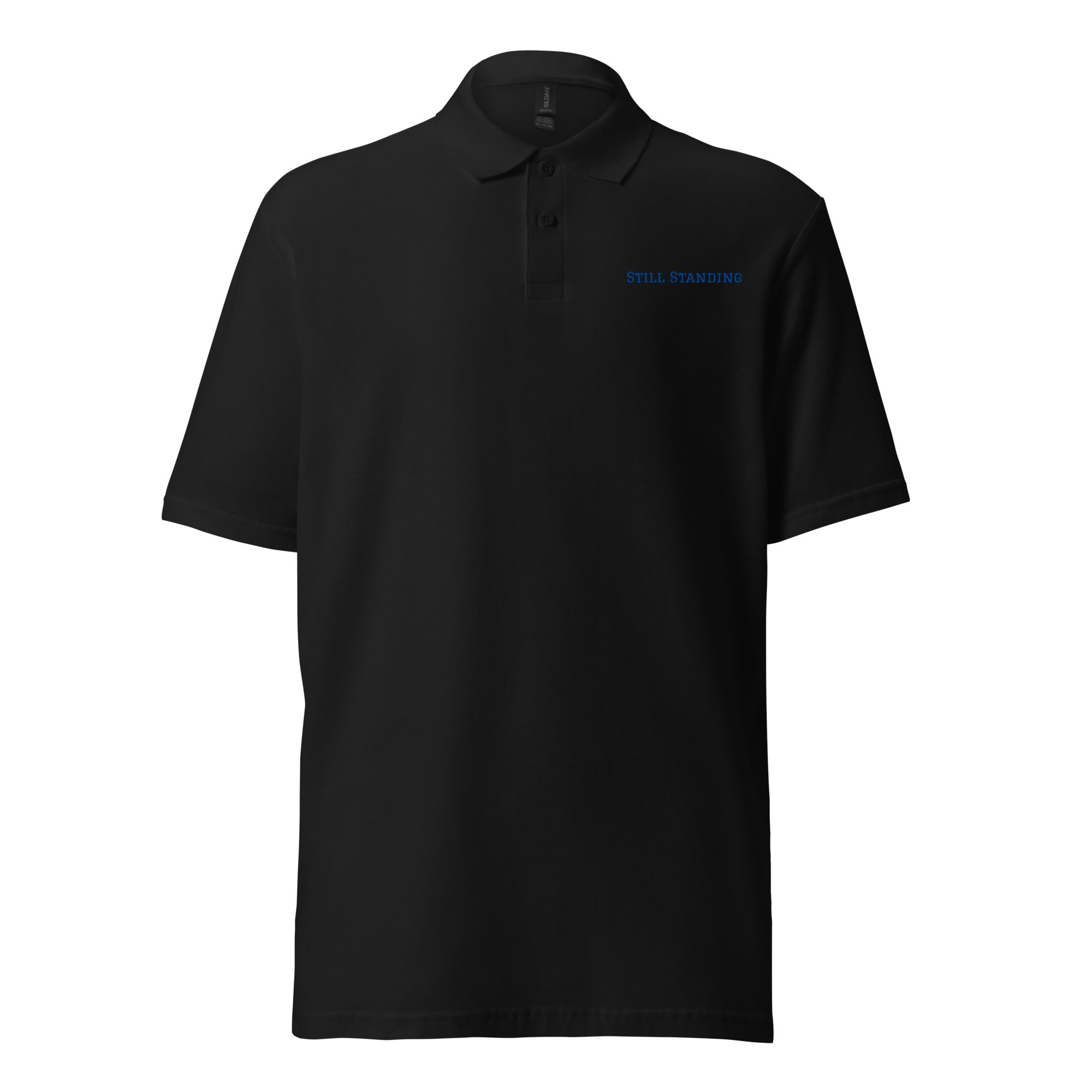 Still Standing Polo shirt front view mockup with clean minimal style