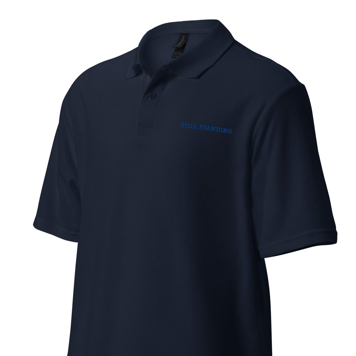 Still Standing Polo shirt front view mockup with clean minimal style
