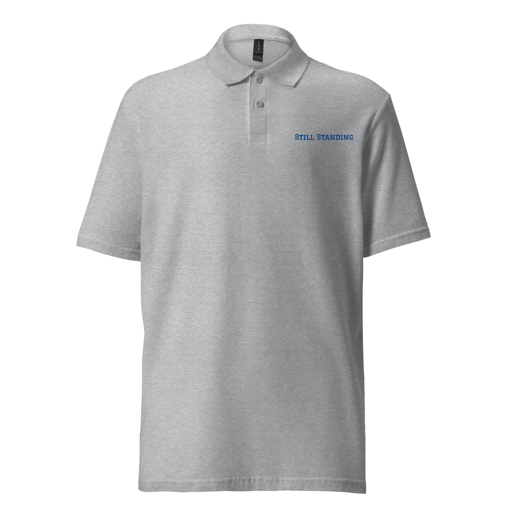 Still Standing Polo shirt product mockup showcasing premium casual design