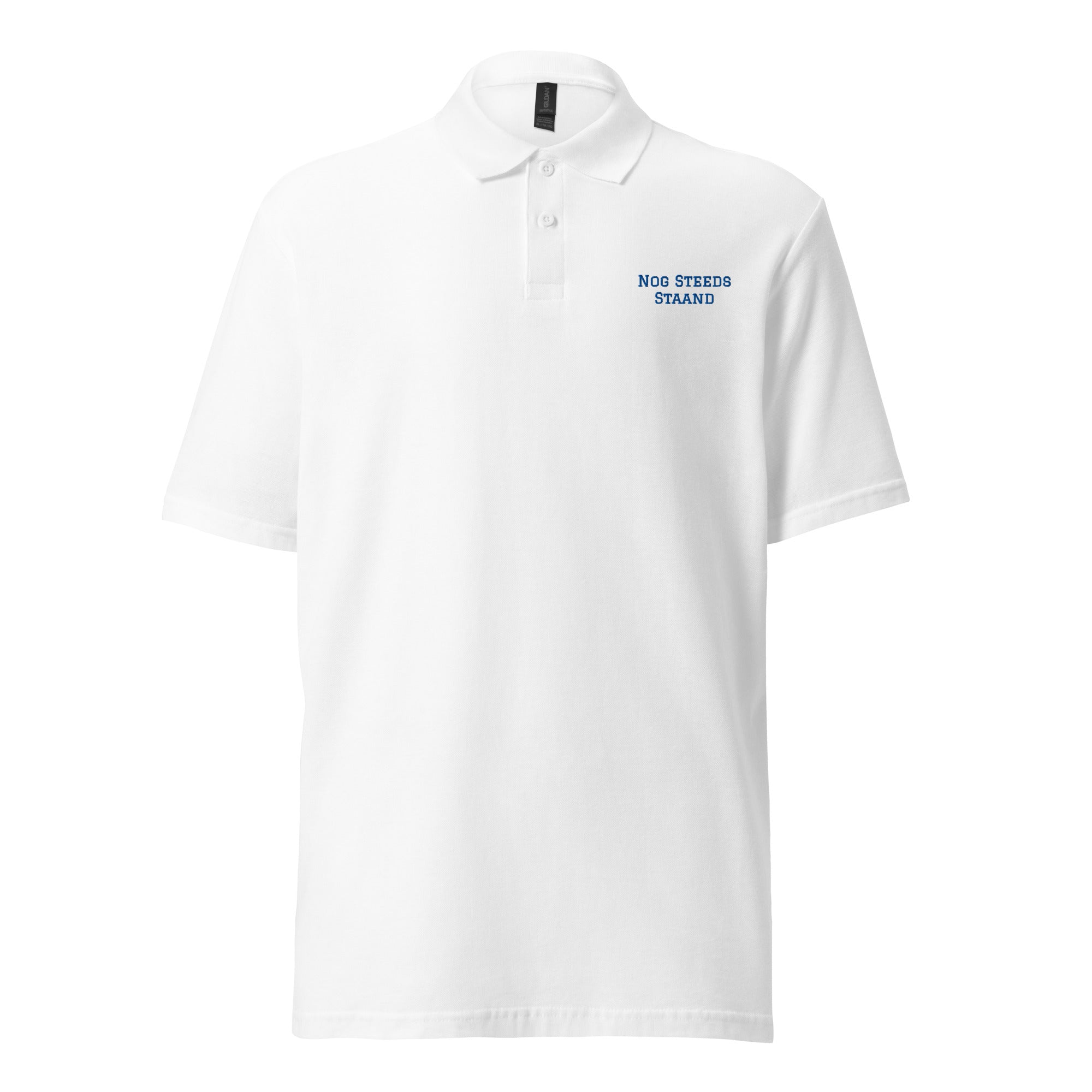 Staand Polo Shirt product mockup showing front design on clean background
