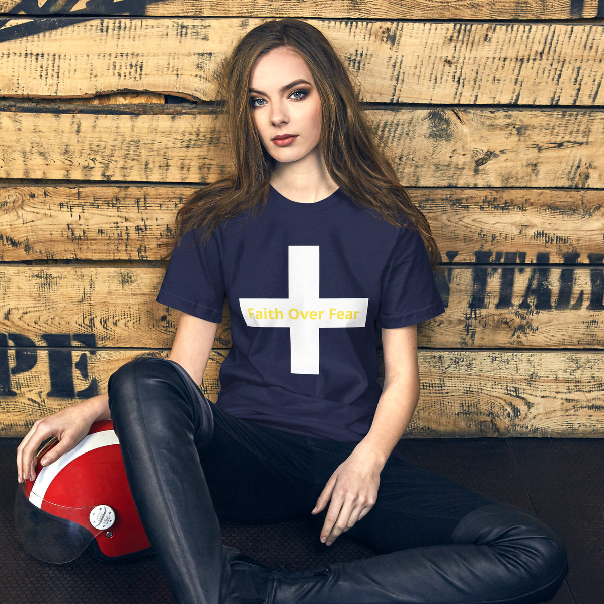 Faith Over Fear T-shirt front design in cotton fabric