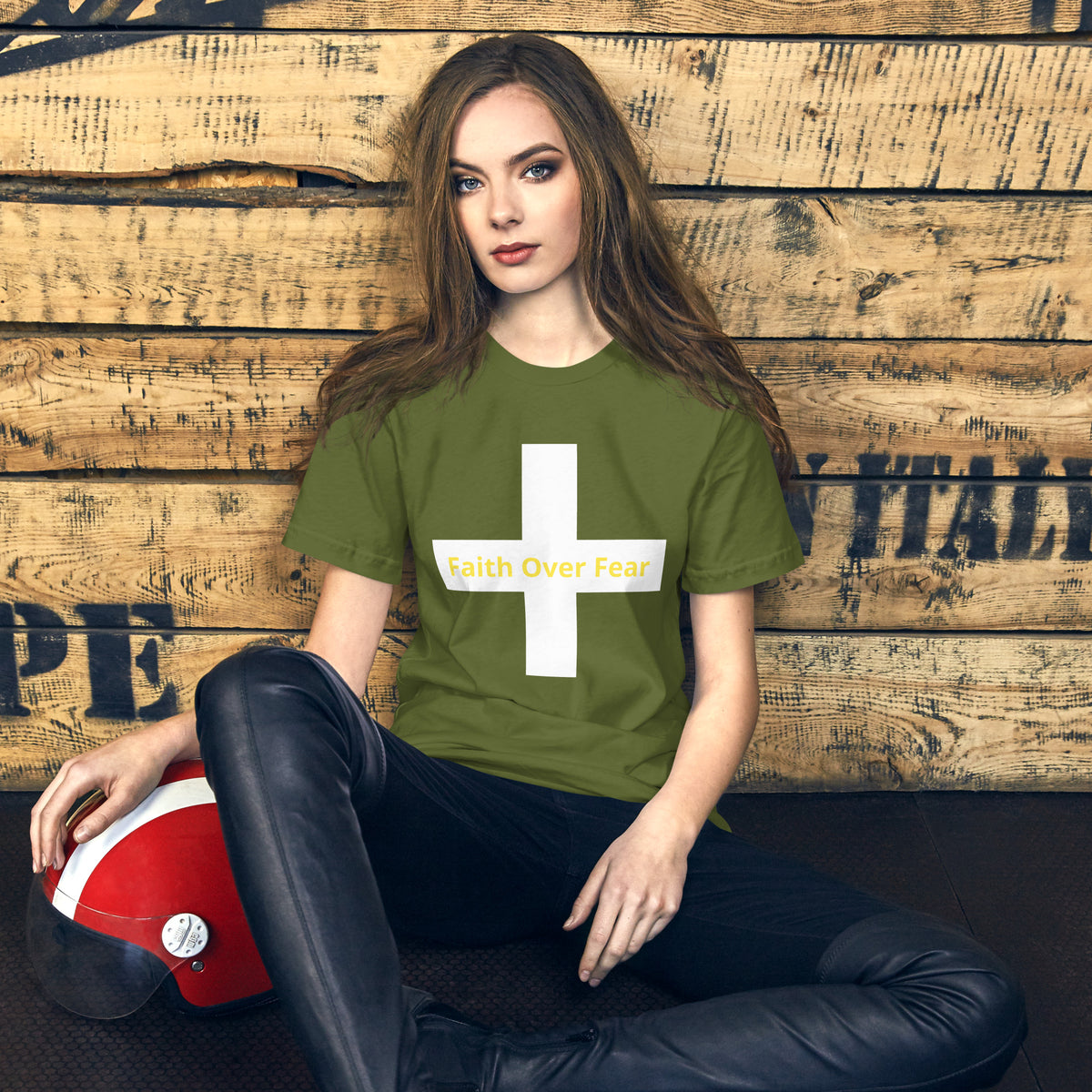 Faith Over Fear T-shirt front design in cotton fabric