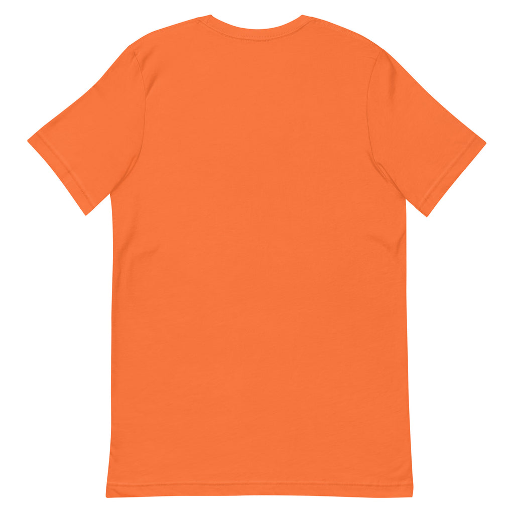 Koningsdag Oranje Icon T-Shirt featuring a heart with the Dutch flag on a vibrant orange background.