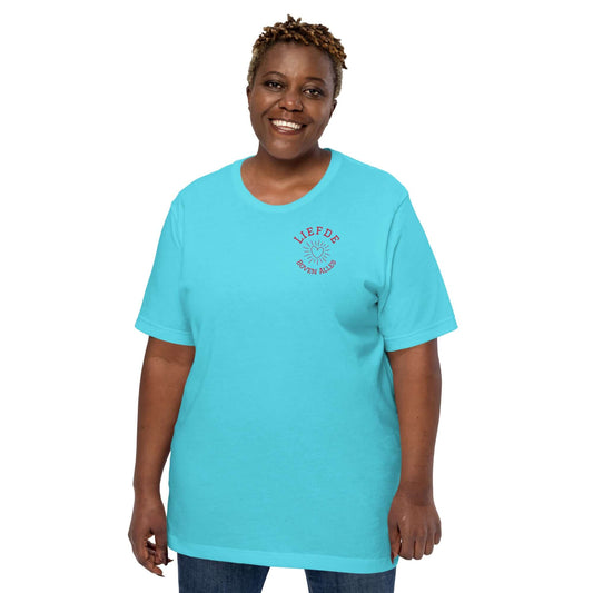 Liefde Boven Alles T-shirt in bright blue, featuring casual design and comfortable fit for everyday wear.